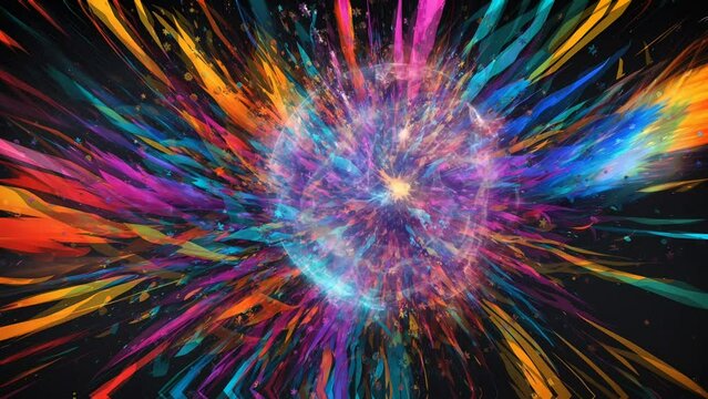 Abstract colorful particle video animation, seamless looping video animated background