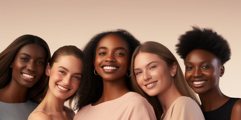 Fototapeta premium an Model photo where 5 diverse people of race. some young some old - Generative AI