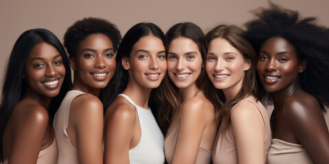 Obraz premium an Model photo where 6 diverse people of race. some young some old - Generative AI