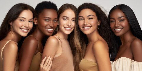 Obraz premium an Model photo where 5 diverse people of race. some young some old - Generative AI
