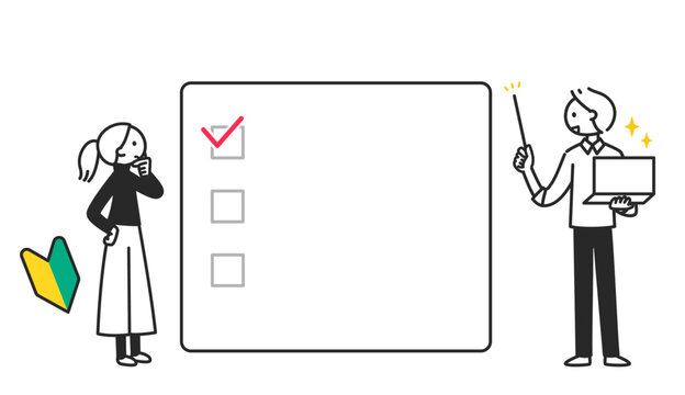 初心者の女性に教える男性講師