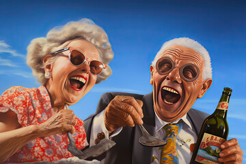 Happy seniors enjoy their vacation and retirement