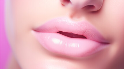 Close-up of sexy pastel pink lips. - Generative AI