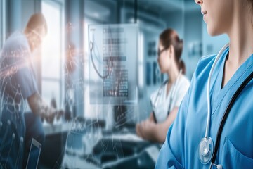 concept service staff doctor institute research technology medical surgeon nurse doctors other clinic office hospital working professional group people healthcare asian background banner - obrazy, fototapety, plakaty