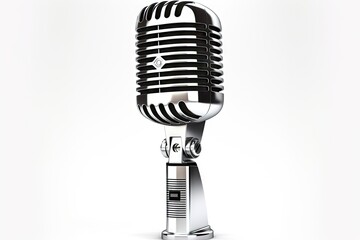 background white isolated microphone silver vintage audience audio band broadcasting chrome classic communication concert dynamic entertainment equipment fashioned