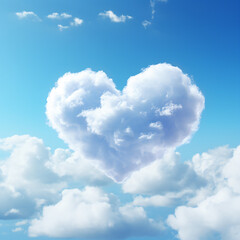 Naklejka na ściany i meble cloud in shape of a heart shot, sky background - Generative AI