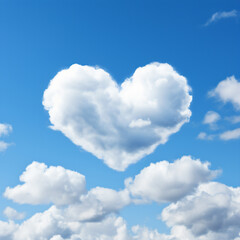 Naklejka na ściany i meble cloud in shape of a heart shot, sky background - Generative AI