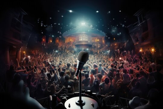 things related music concerts audience cheering clap concert crowd entertainment event festival fun light live many microphone people perform performance show stage star