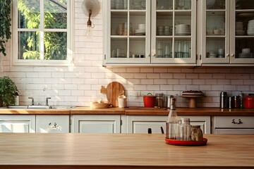 background kitchen table display empty home light space texture board counter design desk white wood wooden blur blurred cafes decoration food interior modern eatery room top blurry brown