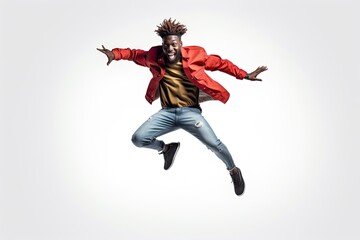 background white isolated jumping man american afro cheerful portrait length full music fashion person sport dance dj happy black lifestyle male