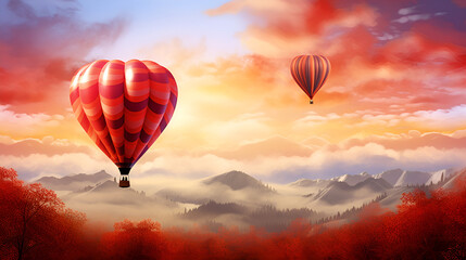 Fototapeta premium Hot air balloons drifting in the sky