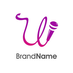 Stylish Initial U Microphone Logo