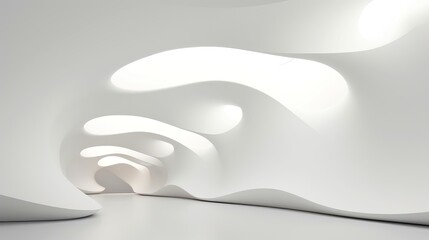 Fototapeta premium Abstract white architecture background, white geometric wallpaper