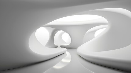 Abstract white architecture background, white geometric wallpaper