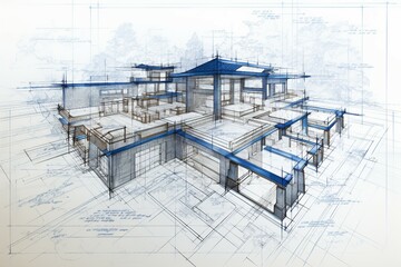 architecture construction building estate real illustration concept business industry technology residential modern plan blueprint design house architectural cad abstract architect art