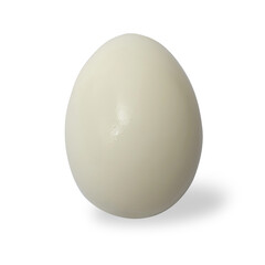 Single hard boiled peeled chicken egg cut out isolated