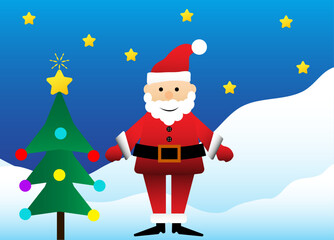 illustration santa claus with christmas tree