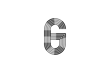 Logo G Letter monogram parallel lines shapes, Alphabet Design Template.