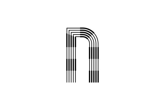 Logo N Letter monogram parallel lines shapes, Alphabet Design Template.