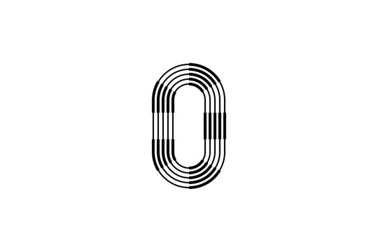 Logo 0 Letter monogram parallel line, number Design Template.