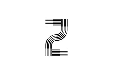 Logo Z Letter monogram parallel lines shapes, Alphabet Design Template.