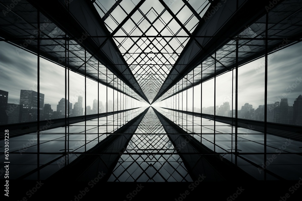 Aufkleber monochrome window glass geometry architecture building glasses modern abstract background pattern of