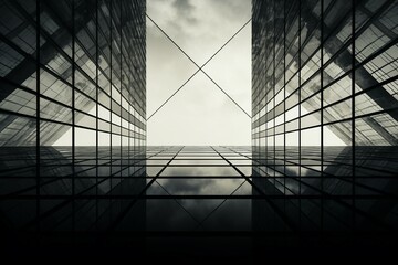 monochrome window glass geometry architecture building glasses modern abstract background pattern office sky wall business estate city real white steel downtown design corporate construction light - obrazy, fototapety, plakaty
