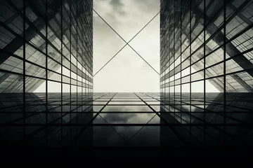 Poster Tower Bridge monochrome window glass geometry architecture building glasses modern abstract background pattern office sky wall business estate city real white steel downtown design corporate construction light