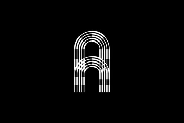 Logo A Letter monogram parallel lines shapes, Alphabet Design Template.