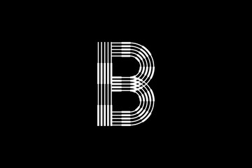 Logo B Letter monogram parallel lines shapes, Alphabet Design Template.