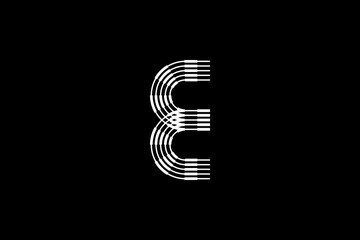 Logo E Letter monogram parallel lines shapes, Alphabet Design Template.