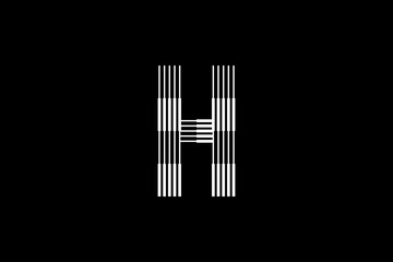 Logo H Letter monogram parallel lines shapes, Alphabet Design Template.