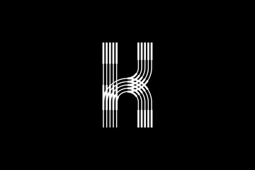 Logo K Letter monogram parallel lines shapes, Alphabet Design Template.