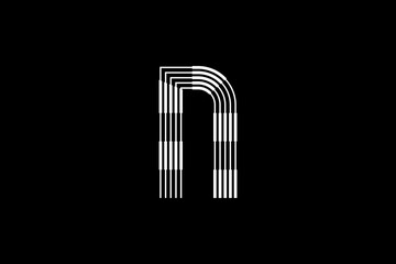Logo N Letter monogram parallel lines shapes, Alphabet Design Template.