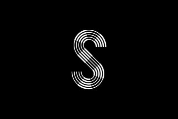 Logo S Letter monogram parallel lines shapes, Alphabet Design Template.