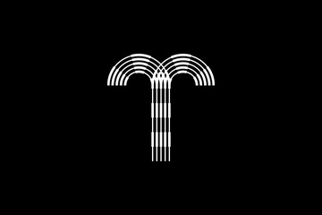Logo T Letter monogram parallel lines shapes, Alphabet Design Template.
