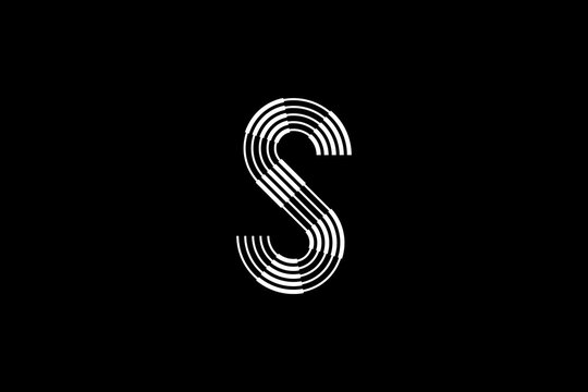 Logo S Letter monogram parallel lines shapes, Alphabet Design Template.