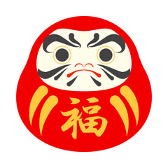 赤いだるまのイラスト カラー 線なし