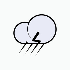 Hard Rain and Thunderbolt Icon. Weather Forecast Symbol. 