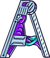 Machine Alphabet Letter A