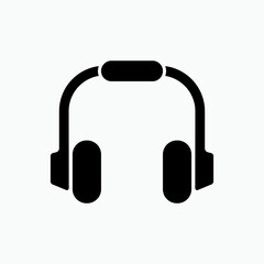 Headphone Icon. Hearing Equipment, Music Device. DJ Symbol.