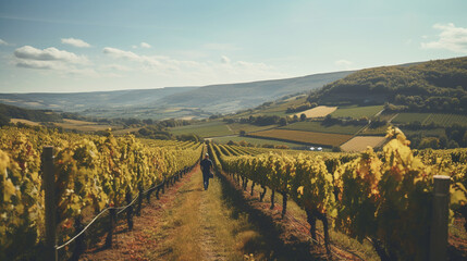 Fototapeta na wymiar A vineyard in France on a sunny day.