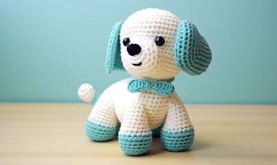 a cozy animal knitting doll, Generative AI