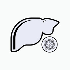 Hepatitis Icon in Line Art Style. Liver Disease, Illness Internist Symbol - Vector.