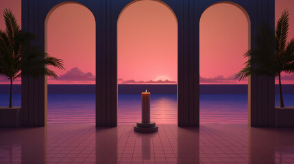 Sunset Beach Altar with Candles