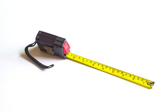 Black measuring scale box, millimeters, centimeters, new meters on white background.