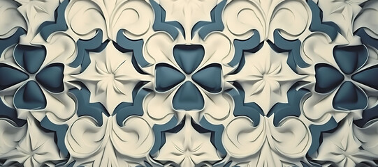 blue cream color motif pattern wave 7