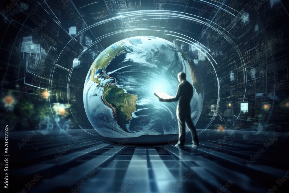 Poster concept internet cyberspace earth globe global connect connectivity information technology online tr