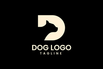 Letter D With Dog Negative Space Logo