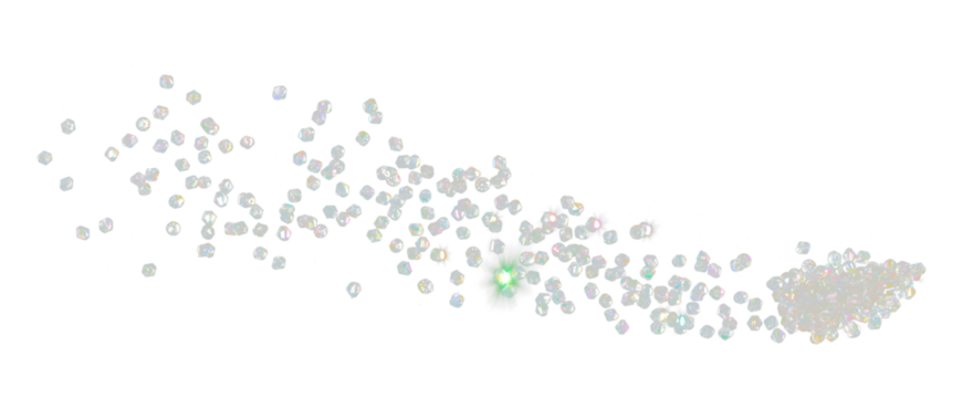 Flying diamond crystal bead sparkle. Precious gems stone diamond spark blink celebrate, explode in air, diamond crystal bead fly throw particle. Black background isolated, selective focus